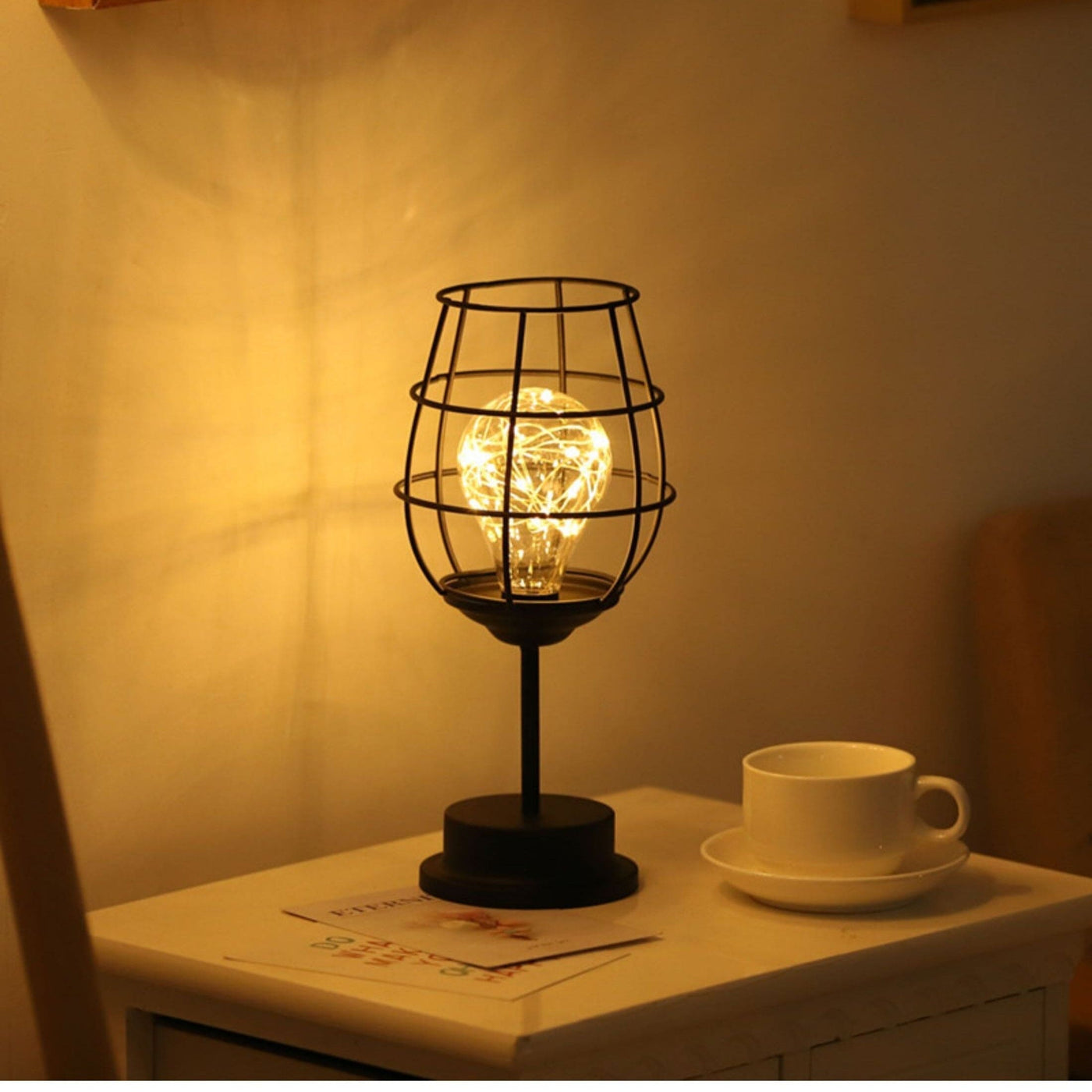 GlowPulse | Industrial-Inspired Rustic Table Lamp